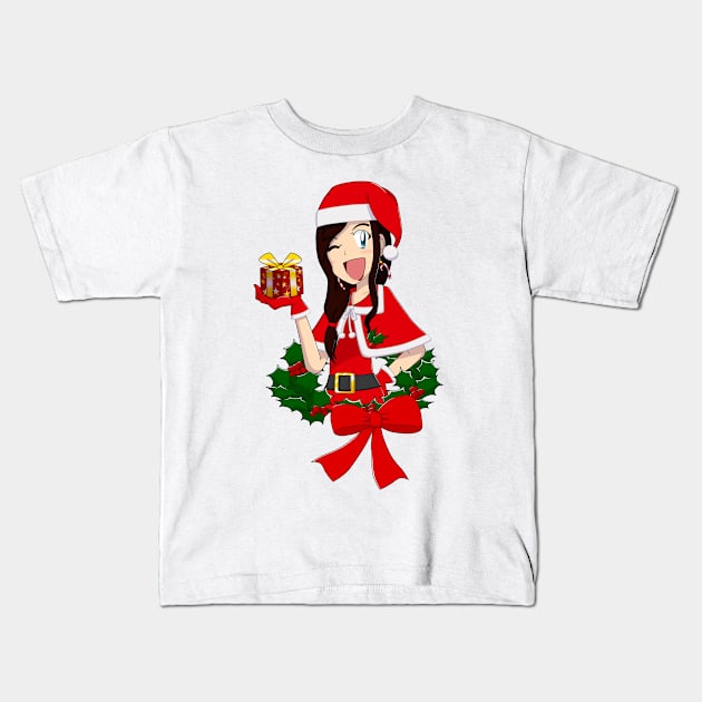 SantaChan w/ Gift Kids T-Shirt by AuroraPeachy